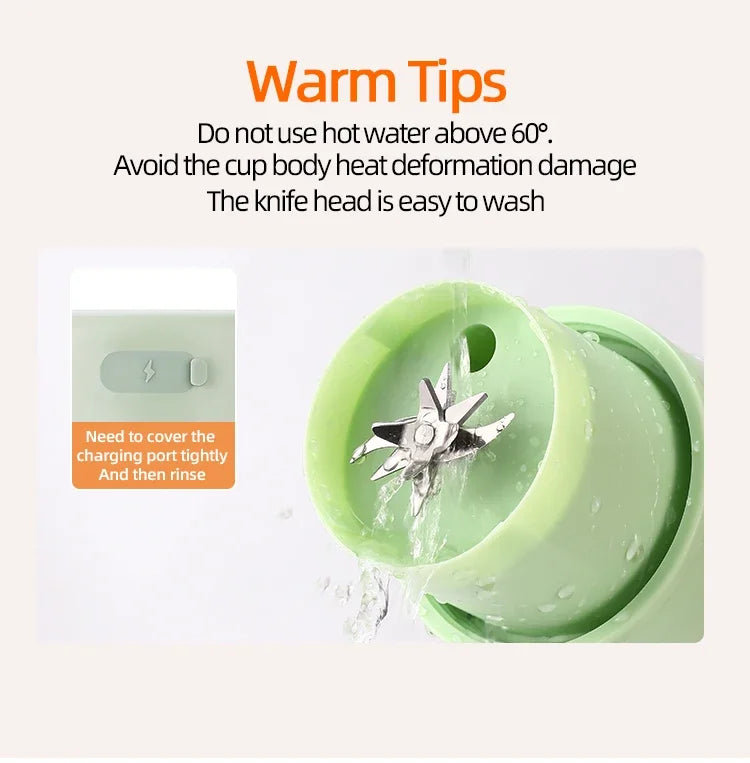 Wireless Portable Juicing Bucket Electric 800ml Sports Cup Fresh Fruit Juicer With Large Capacity and 10 Stainless Steel Blades