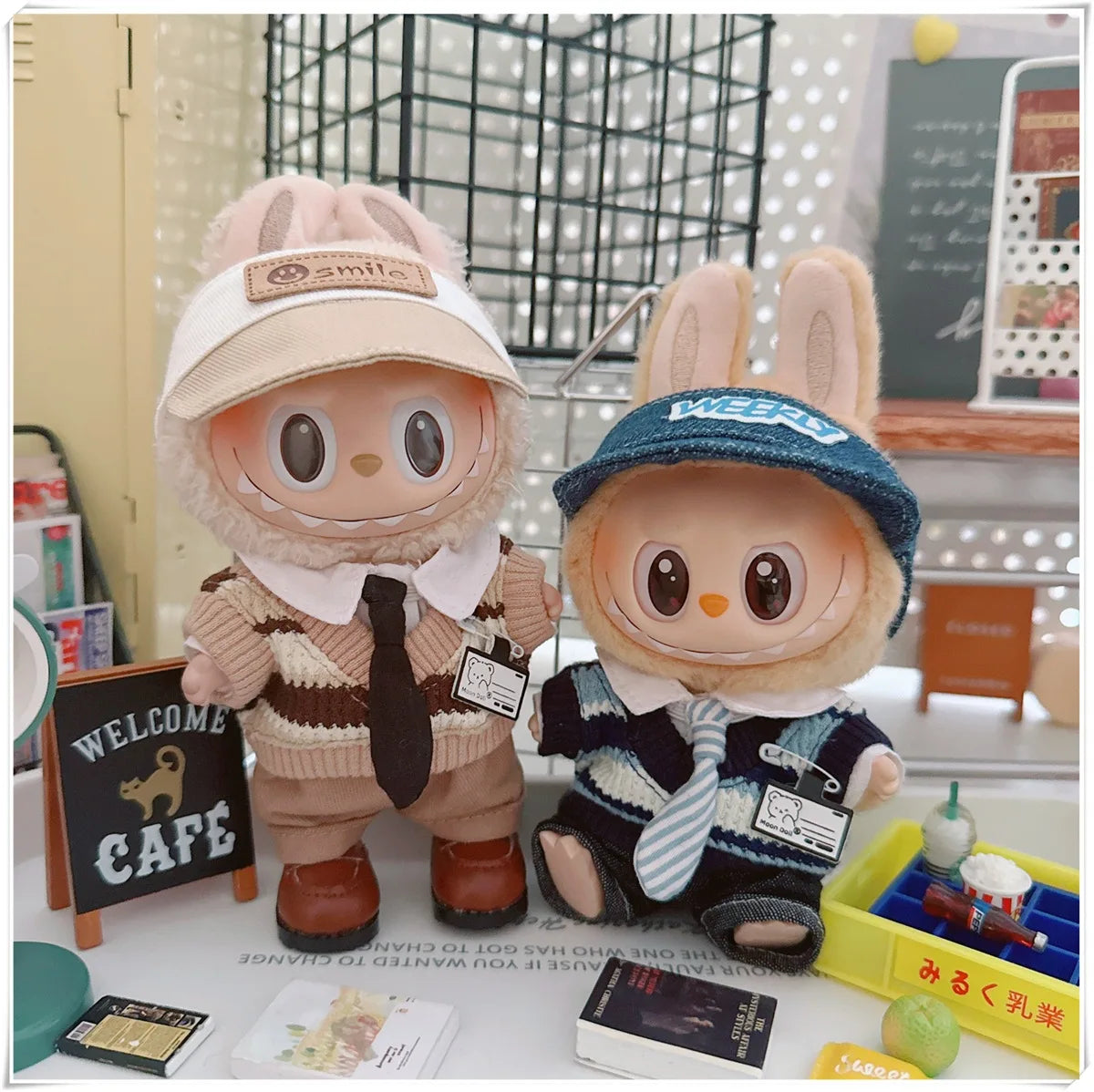 For 17cm Labubus Mini Doll Clothes Outfit Hat Clothes Shoes Glasses Labubu II Doll Accessories Cultivate Sitting Party Game Toys