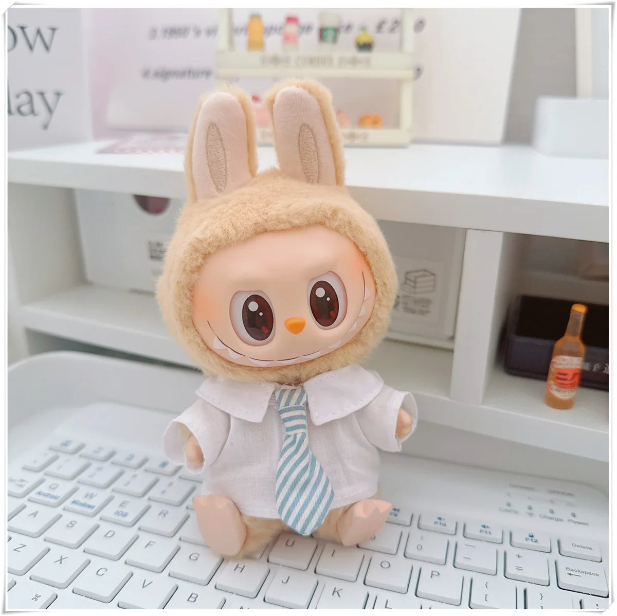 For 17cm Labubus Mini Doll Clothes Outfit Hat Clothes Shoes Glasses Labubu II Doll Accessories Cultivate Sitting Party Game Toys