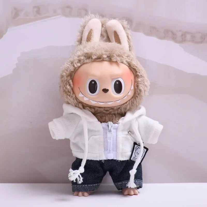 Labubu 17cm Clothes II Idol Dolls Sitting Party The Monster Outfit Accessories Clothing DIY Kids Gift Hoodie And Jeans EM03A