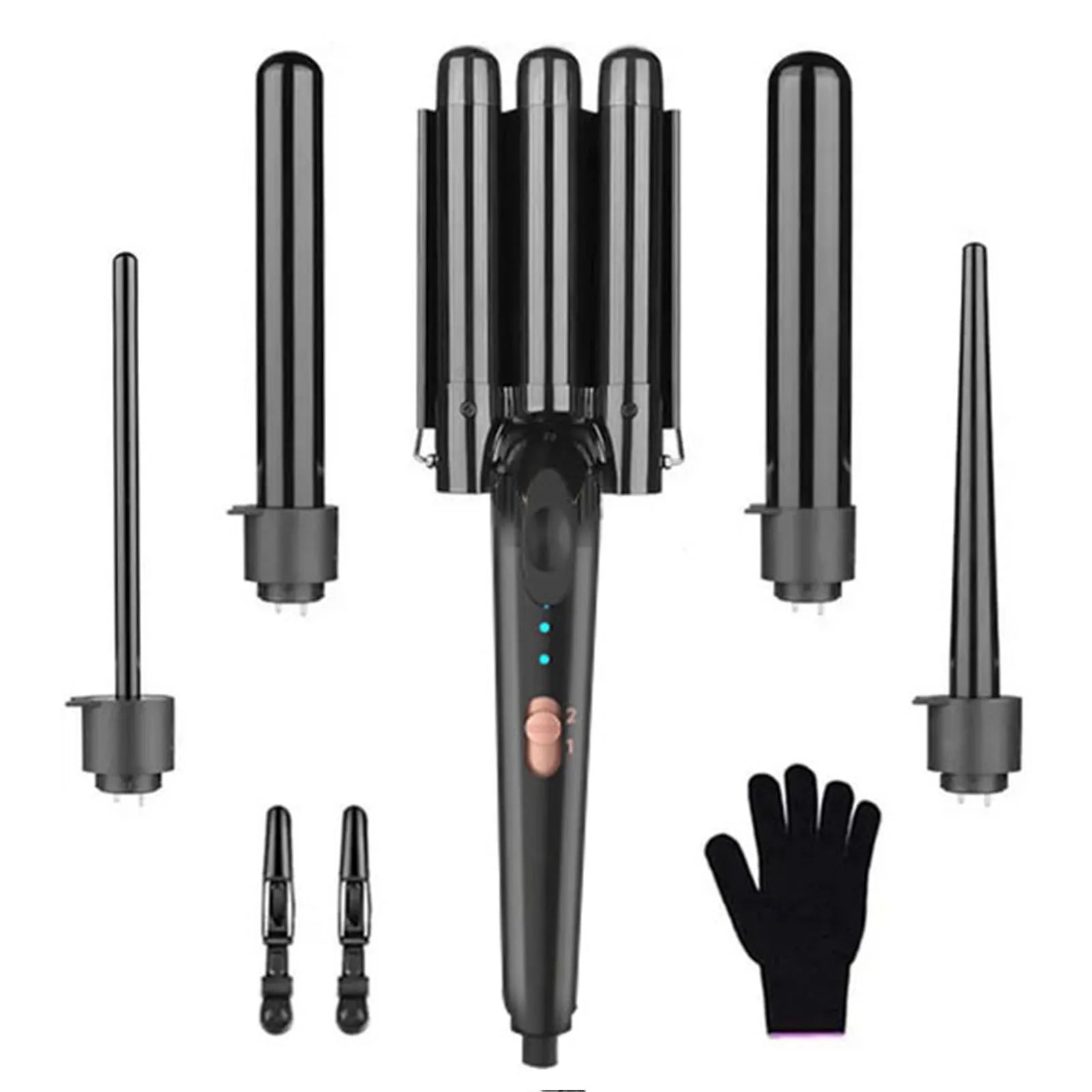 5 in 1 Curling Iron 3 Barrel Hair Crimper Hair Waver Curling Iron with Fast Heating Up Crimper Wand Curler for All Hair Types