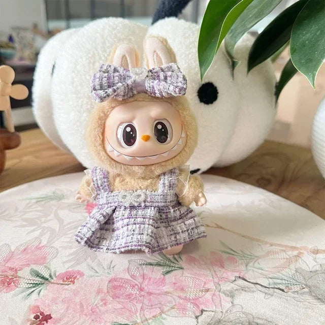 Cute Labubu Doll Outfit Accessories Classic Dress Set for 17CM V2 Mini Dolls Clothing Girl Kid Gift Labubu clothes luxury