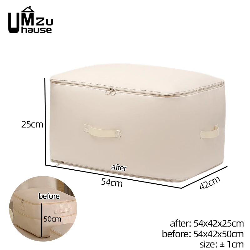 Double Zipper Compression Bag Comforter Clothes Bedding Storage Closet Case Travel Wardrobe Duvet Space Saver Home Big Organizer