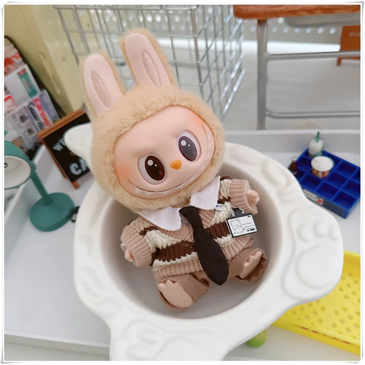 For 17cm Labubus Mini Doll Clothes Outfit Hat Clothes Shoes Glasses Labubu II Doll Accessories Cultivate Sitting Party Game Toys