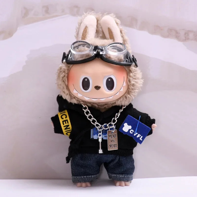 Labubu 17cm Clothes II Idol Dolls Sitting Party The Monster Outfit Accessories Clothing DIY Kids Gift Hoodie And Jeans EM03A