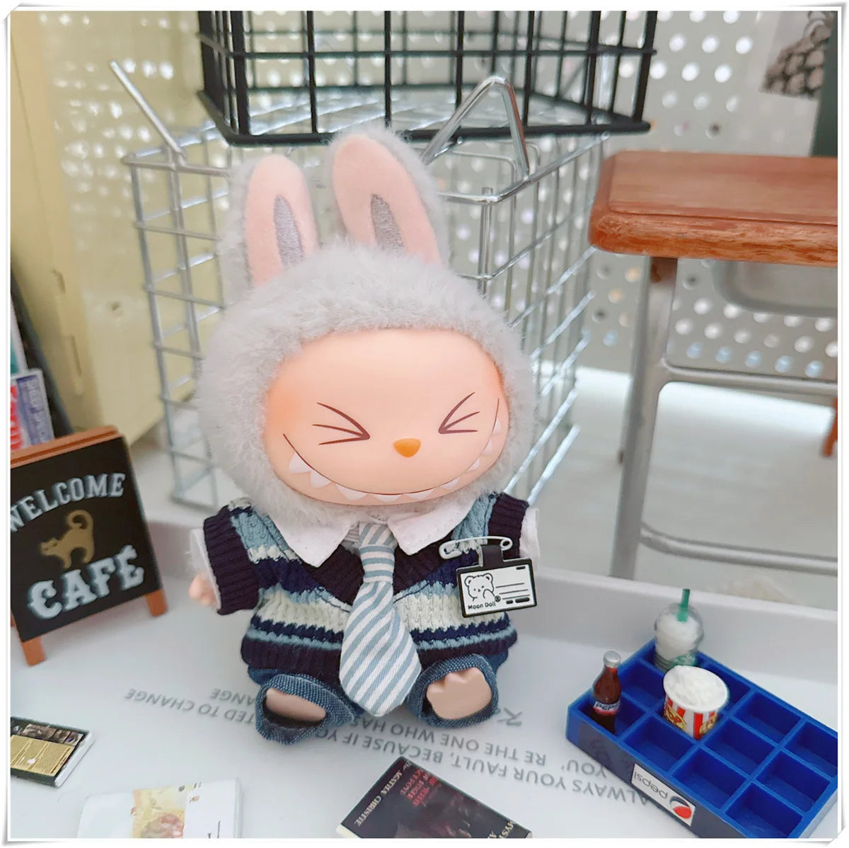 For 17cm Labubus Mini Doll Clothes Outfit Hat Clothes Shoes Glasses Labubu II Doll Accessories Cultivate Sitting Party Game Toys