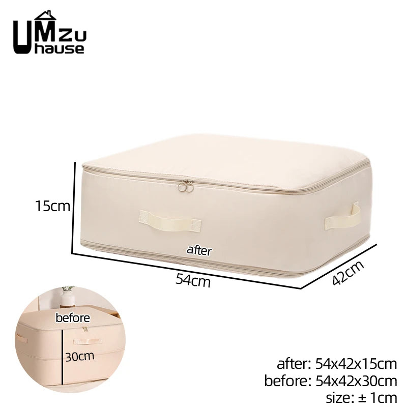 Double Zipper Compression Bag Comforter Clothes Bedding Storage Closet Case Travel Wardrobe Duvet Space Saver Home Big Organizer