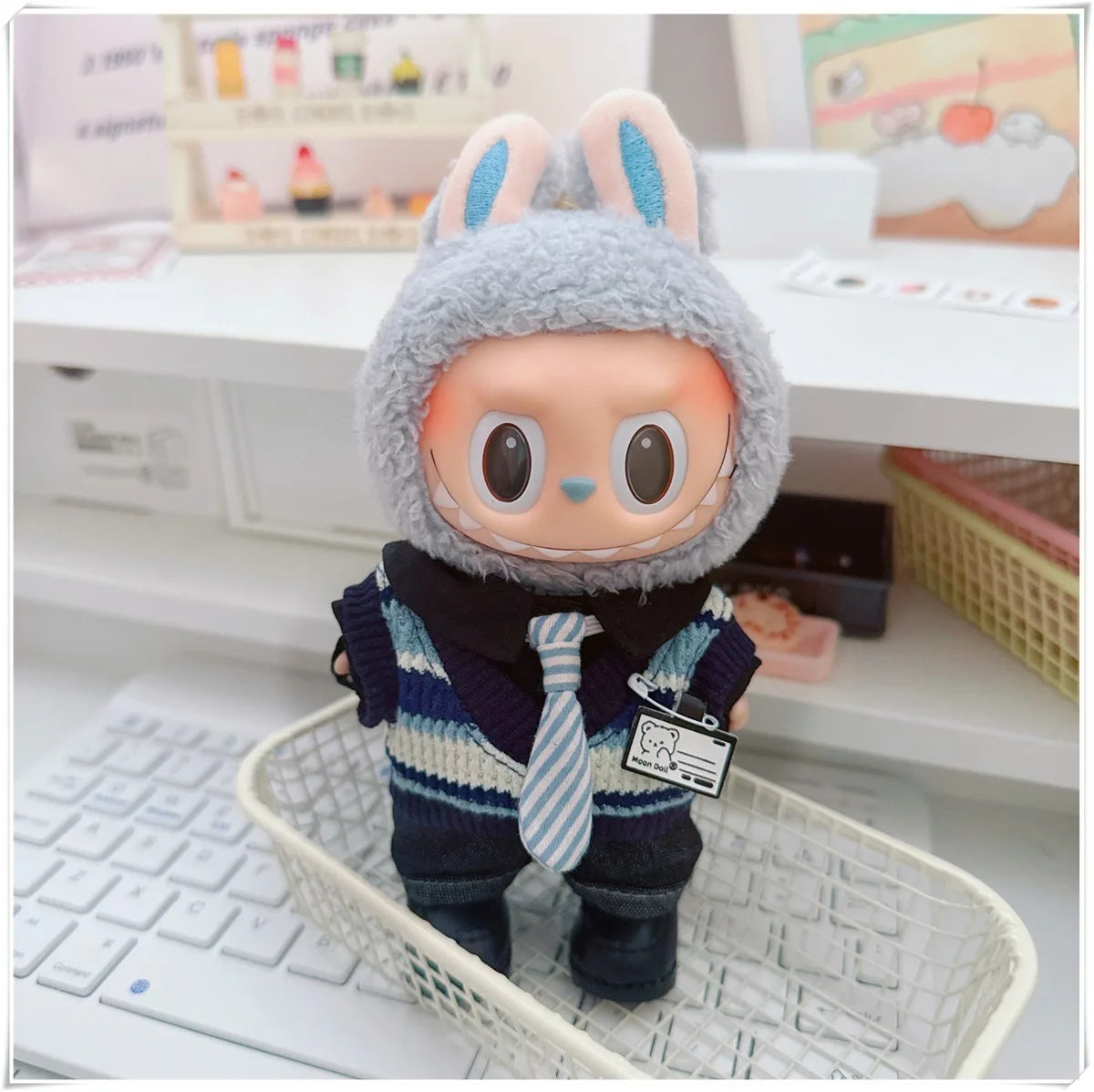 For 17cm Labubus Mini Doll Clothes Outfit Hat Clothes Shoes Glasses Labubu II Doll Accessories Cultivate Sitting Party Game Toys