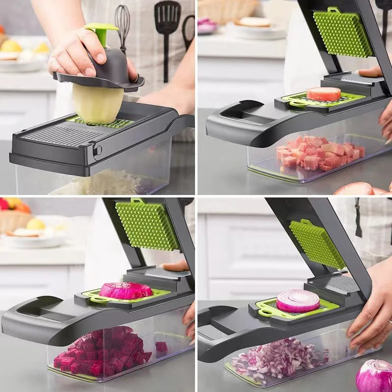 Household multi-function chopper slicing, shredding and dicing fast chopper 14/16-piece set chopper is suitable for the kitchen