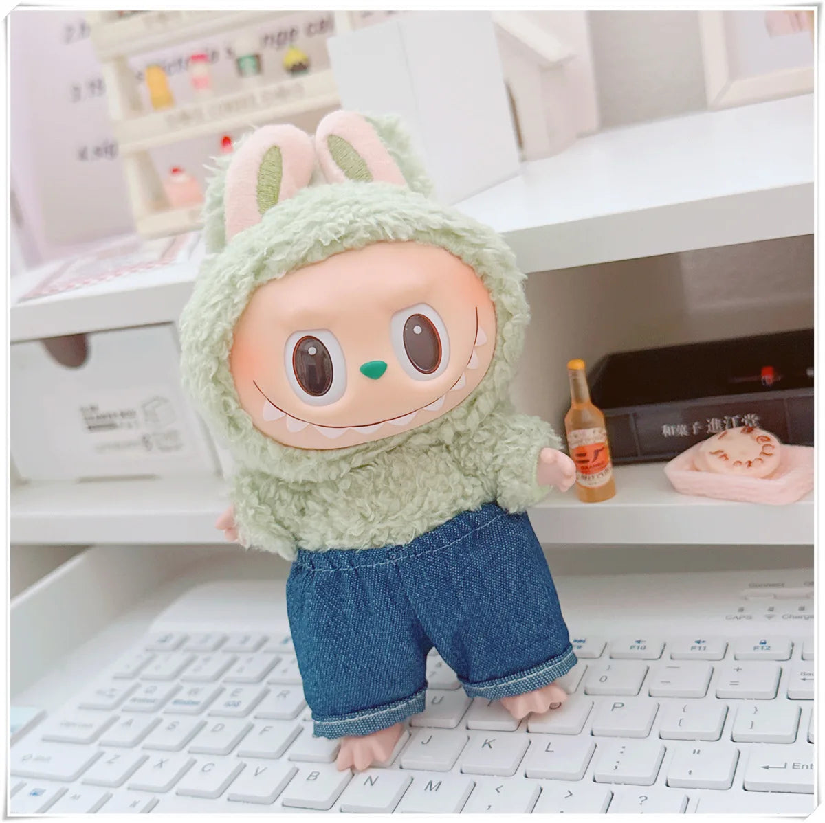 For 17cm Labubus Mini Doll Clothes Outfit Hat Clothes Shoes Glasses Labubu II Doll Accessories Cultivate Sitting Party Game Toys