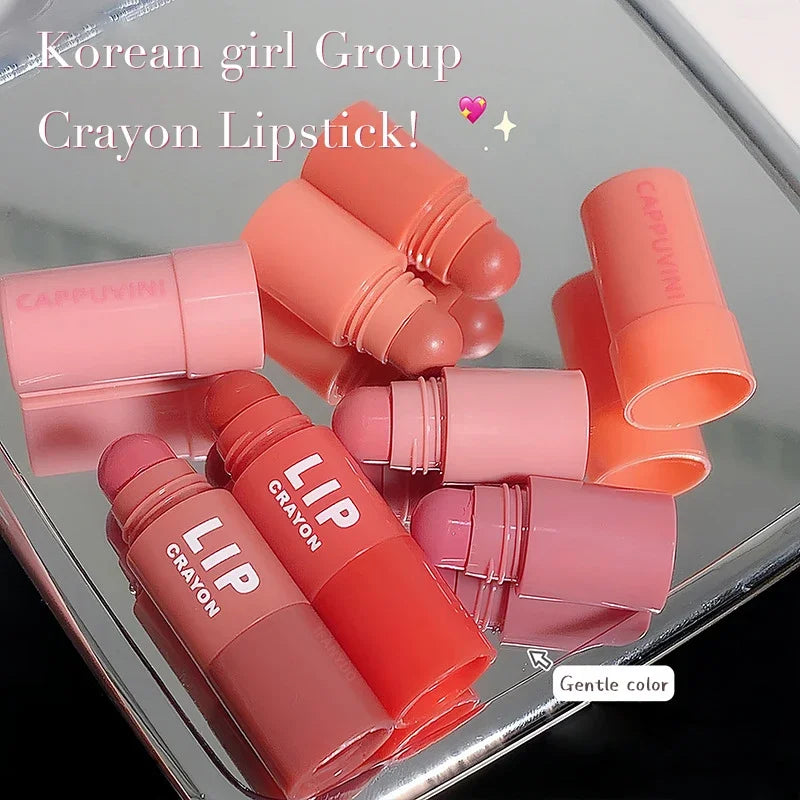 4pc/set Lipstick Korean Girl Group Crayon Lipstick Long Lasting Matte Lip Makeup Tint Easy To Color Sexy Waterproof Lipgross