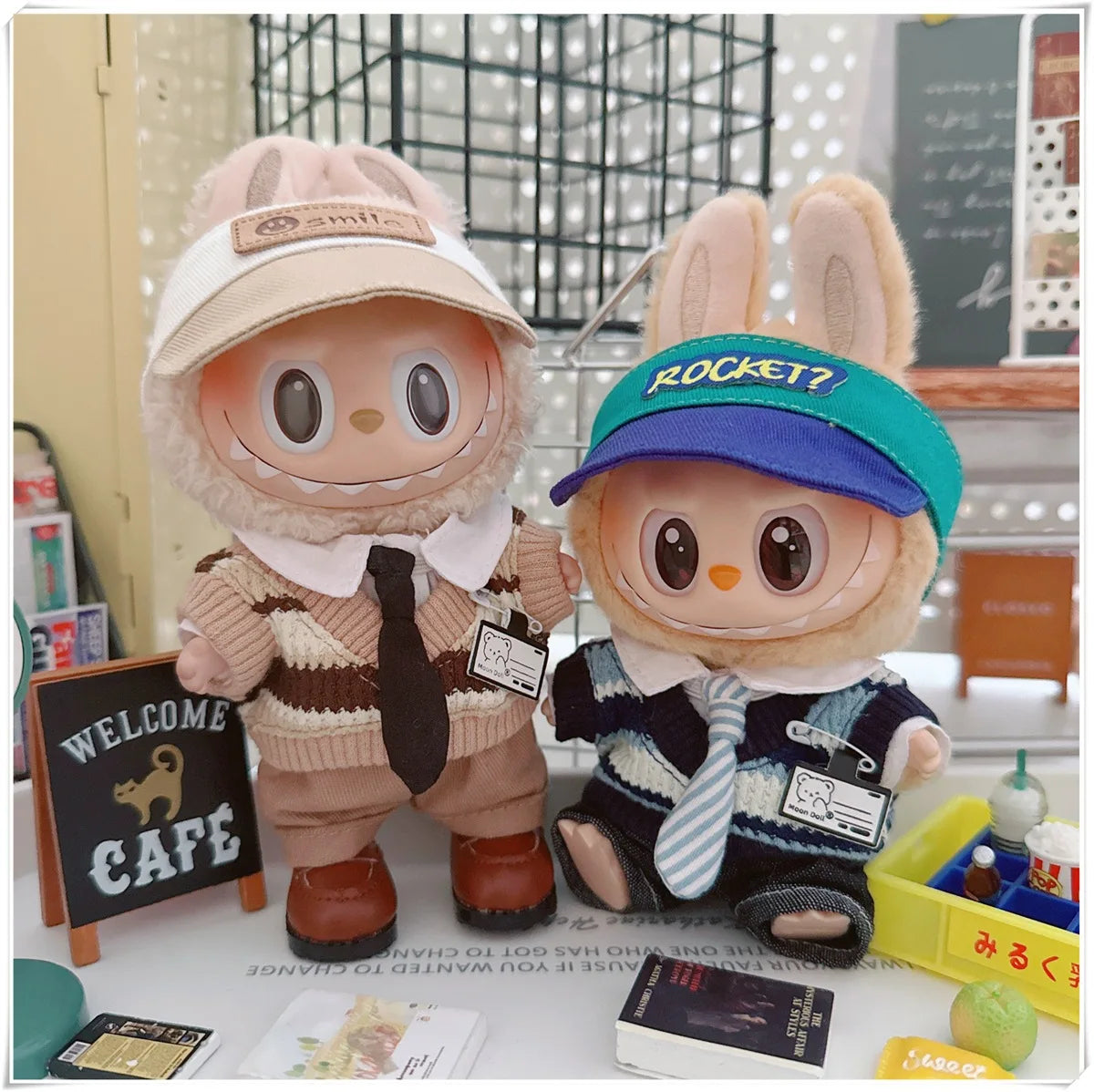 For 17cm Labubus Mini Doll Clothes Outfit Hat Clothes Shoes Glasses Labubu II Doll Accessories Cultivate Sitting Party Game Toys