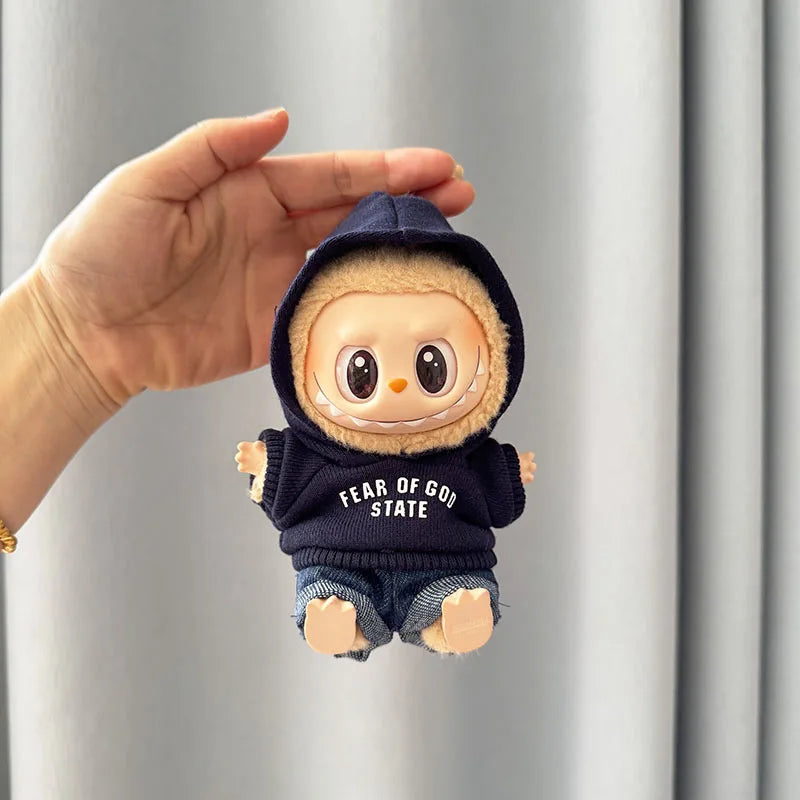 Labubu 17cm Clothes II Idol Dolls Sitting Party The Monster Outfit Accessories Clothing DIY Kids Gift Hoodie And Jeans EM03A