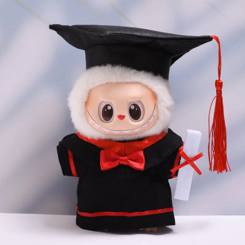 Labubu Doll Clothes Graduation Bachelor's Robe Set 15/17cm Plush Doll'S Clothes Labubu I II Idol Dolls Sitting Party Accessories