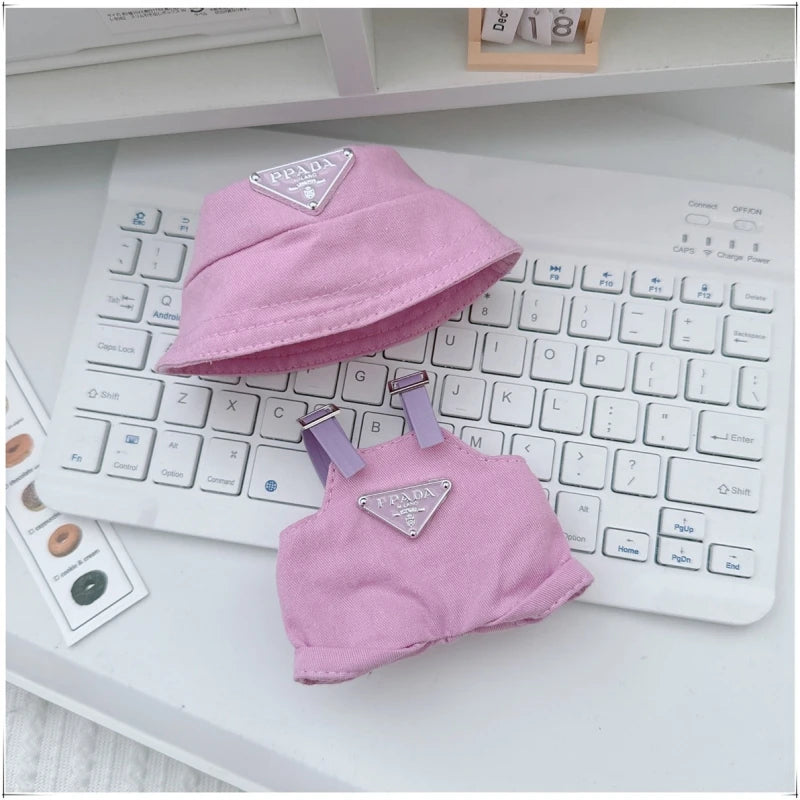 17cmLabubu Doll Clothes Sit Party Overalls Mini Hat V1 V2 Doll Clothing Accessories DIY Children's Toys Birthday Gift