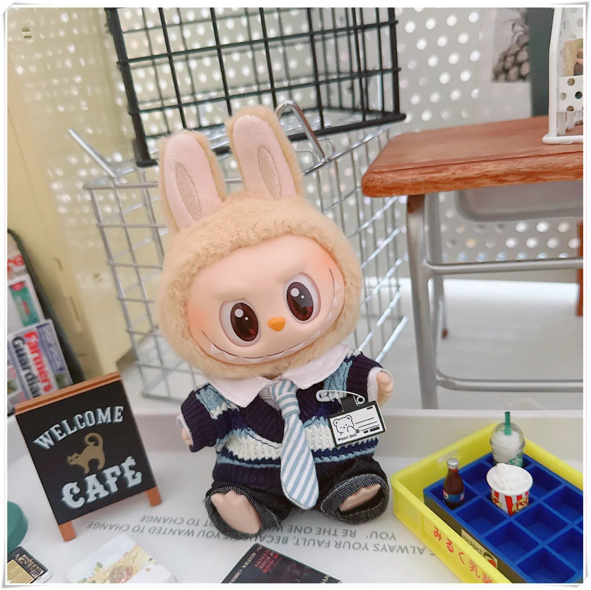 For 17cm Labubus Mini Doll Clothes Outfit Hat Clothes Shoes Glasses Labubu II Doll Accessories Cultivate Sitting Party Game Toys