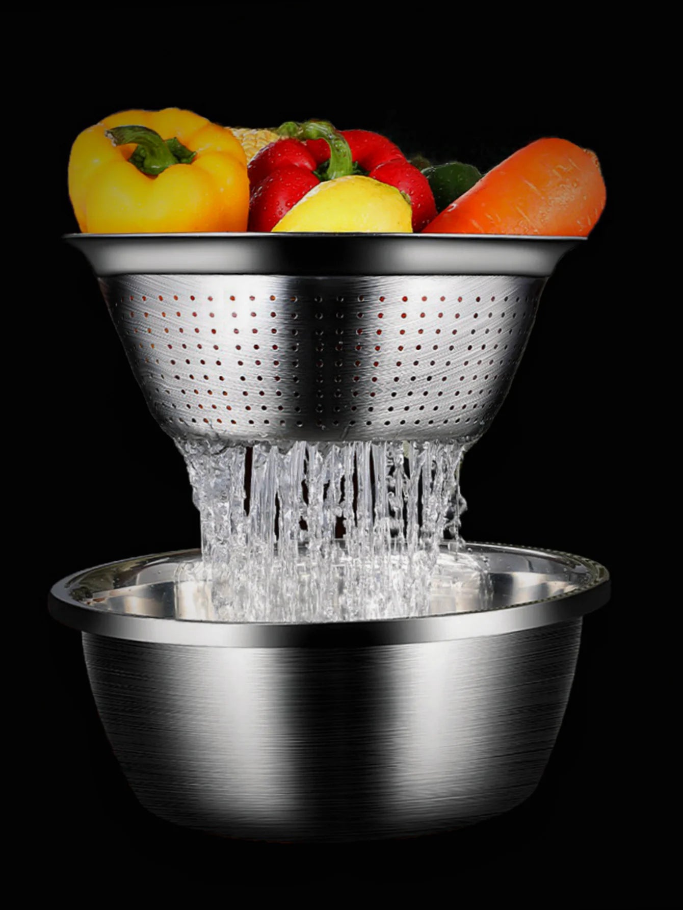 Multi functional vegetable cutter, shredder plate, stainless steel shredder basin, three piece set, kitchen shredder tool