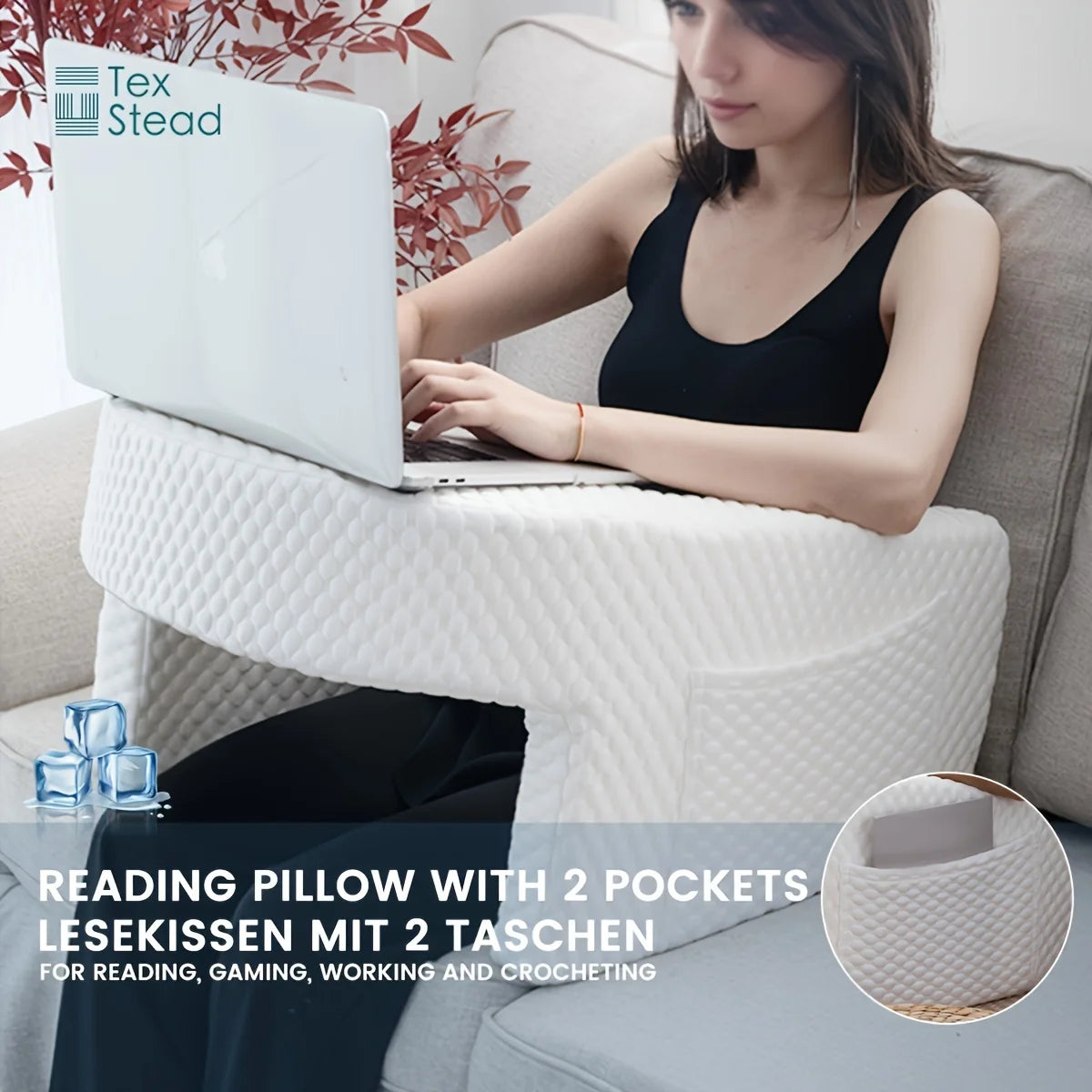 Reading Pillow for Gaming, Extra Large Arm Rest Pillow for Adult, Memory Foam Bed Rest Pillow for Reading, Working,with Rem，1 PC
