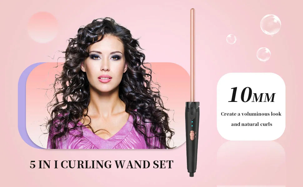 5 in 1 Curling Iron 3 Barrel Hair Crimper Hair Waver Curling Iron with Fast Heating Up Crimper Wand Curler for All Hair Types