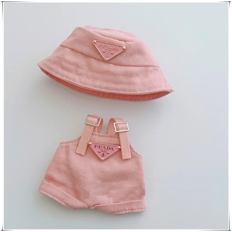 17cmLabubu Doll Clothes Sit Party Overalls Mini Hat V1 V2 Doll Clothing Accessories DIY Children's Toys Birthday Gift
