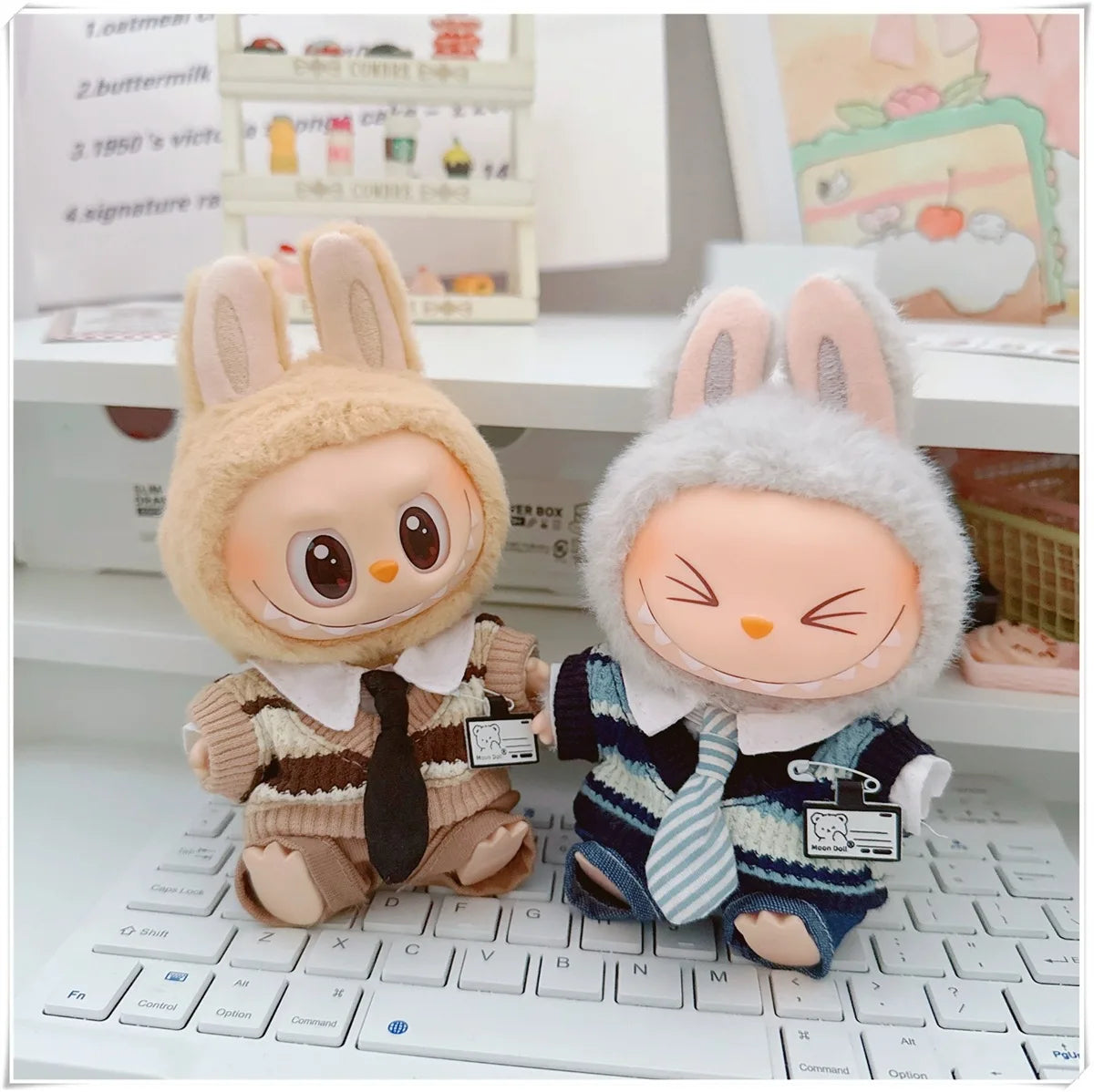 For 17cm Labubus Mini Doll Clothes Outfit Hat Clothes Shoes Glasses Labubu II Doll Accessories Cultivate Sitting Party Game Toys