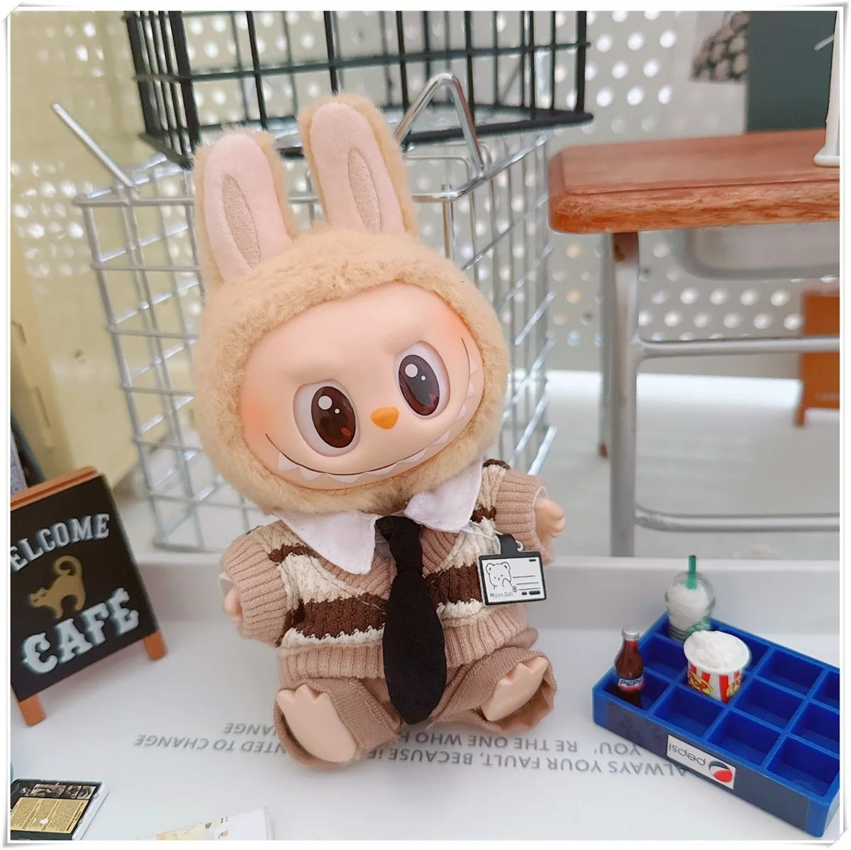 For 17cm Labubus Mini Doll Clothes Outfit Hat Clothes Shoes Glasses Labubu II Doll Accessories Cultivate Sitting Party Game Toys