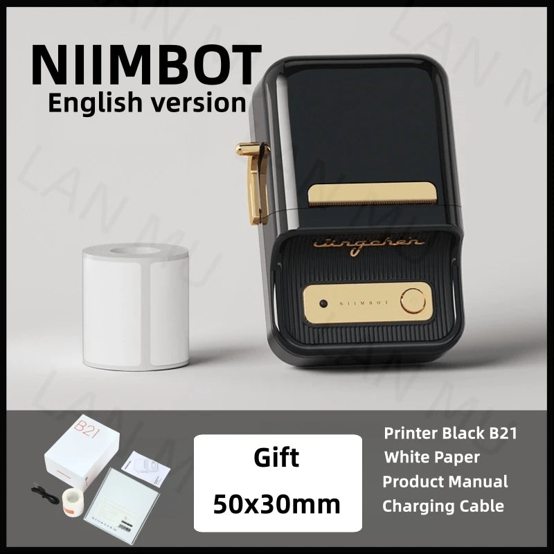 NIIMBOT B21 Label Printer Portable Wir-eless Bluetooth Thermal Label Maker Sticker Printer Color Clear label paper with printer