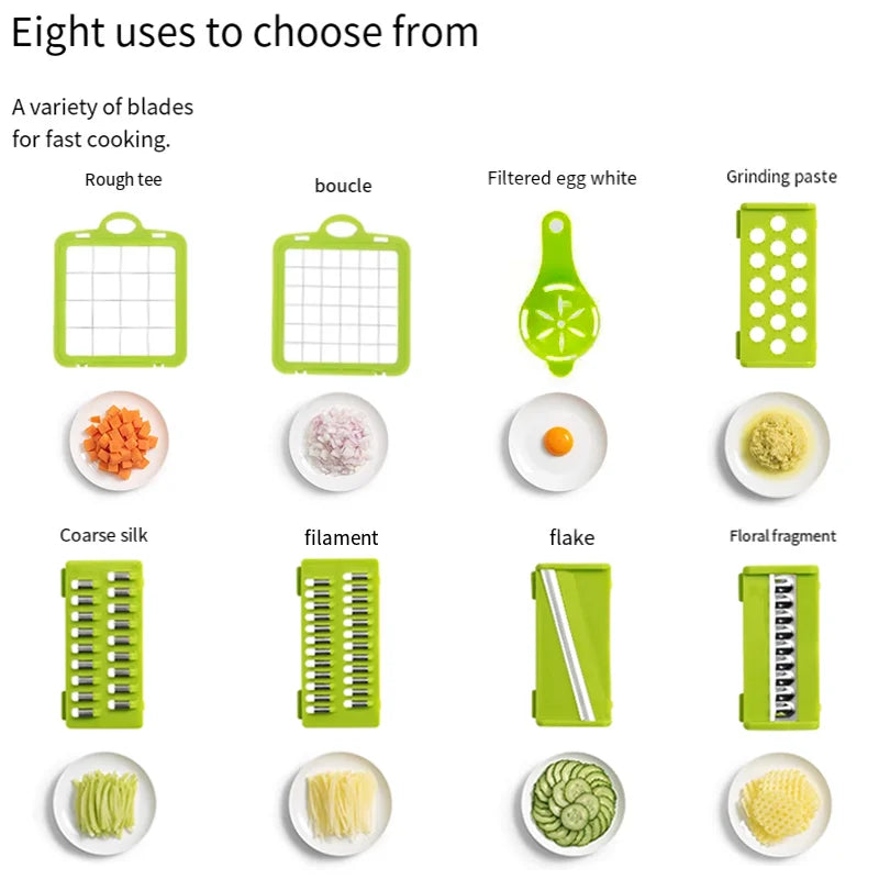 Household multi-function chopper slicing, shredding and dicing fast chopper 14/16-piece set chopper is suitable for the kitchen