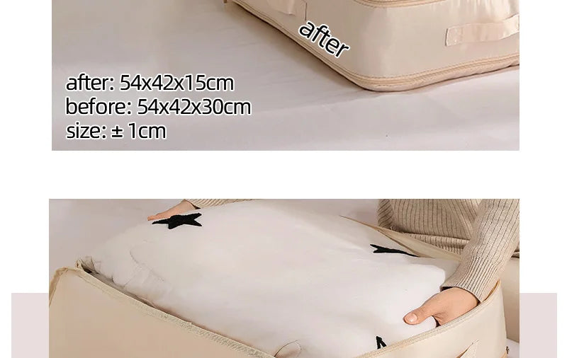 Double Zipper Compression Bag Comforter Clothes Bedding Storage Closet Case Travel Wardrobe Duvet Space Saver Home Big Organizer