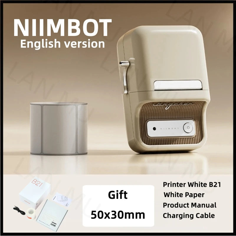 NIIMBOT B21 Label Printer Portable Wir-eless Bluetooth Thermal Label Maker Sticker Printer Color Clear label paper with printer