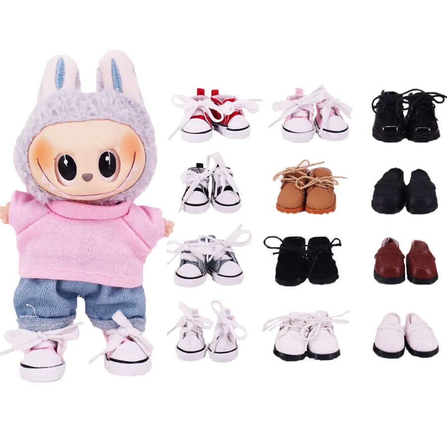 Doll Shoes 3.8Cm Length Canvas Shoe For 17cm Lalbubu Kpop Dolls Accessories Martin Boots Plush labubu Doll,Holiday Gifts