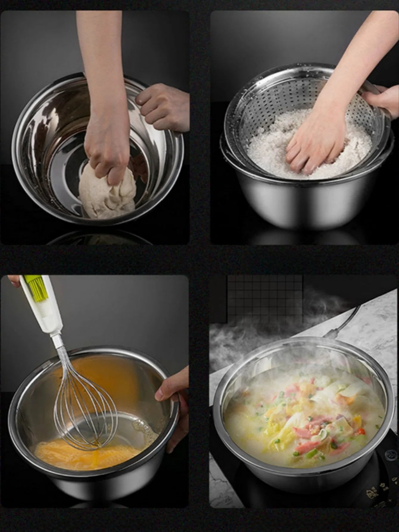 Multi functional vegetable cutter, shredder plate, stainless steel shredder basin, three piece set, kitchen shredder tool