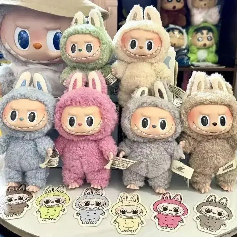 Anime Figure Kawaii Labubu Blind Box Have A Seat Series PVC Pendant Doll Model Toy Purple Monster Keychain Kids Birthday Gifts