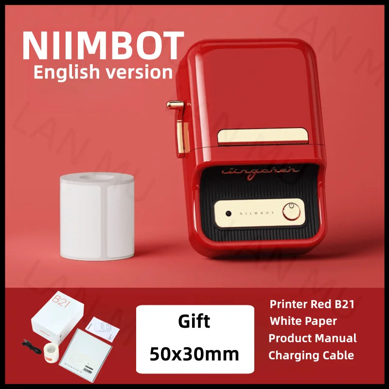 NIIMBOT B21 Label Printer Portable Wir-eless Bluetooth Thermal Label Maker Sticker Printer Color Clear label paper with printer