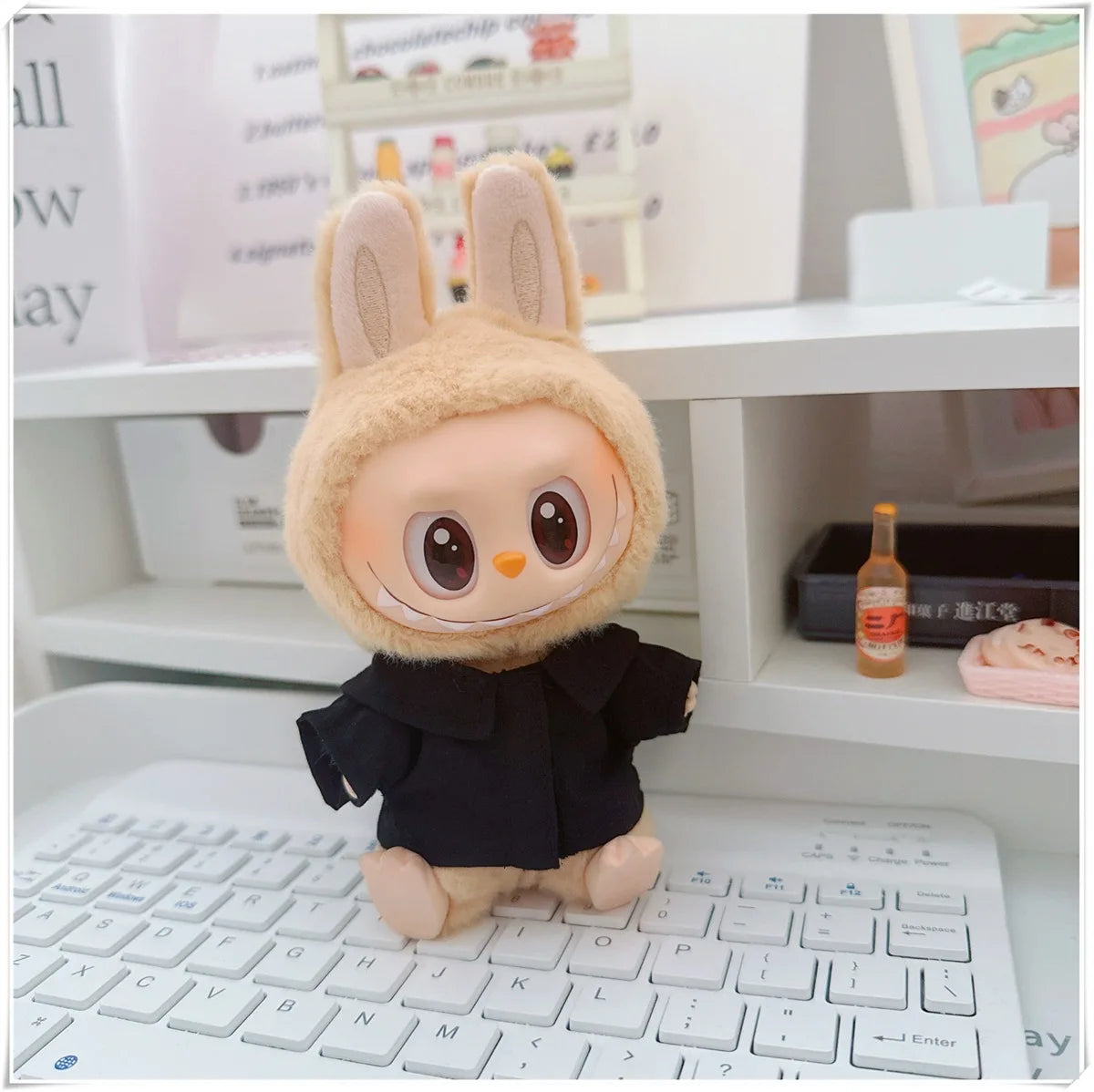 For 17cm Labubus Mini Doll Clothes Outfit Hat Clothes Shoes Glasses Labubu II Doll Accessories Cultivate Sitting Party Game Toys