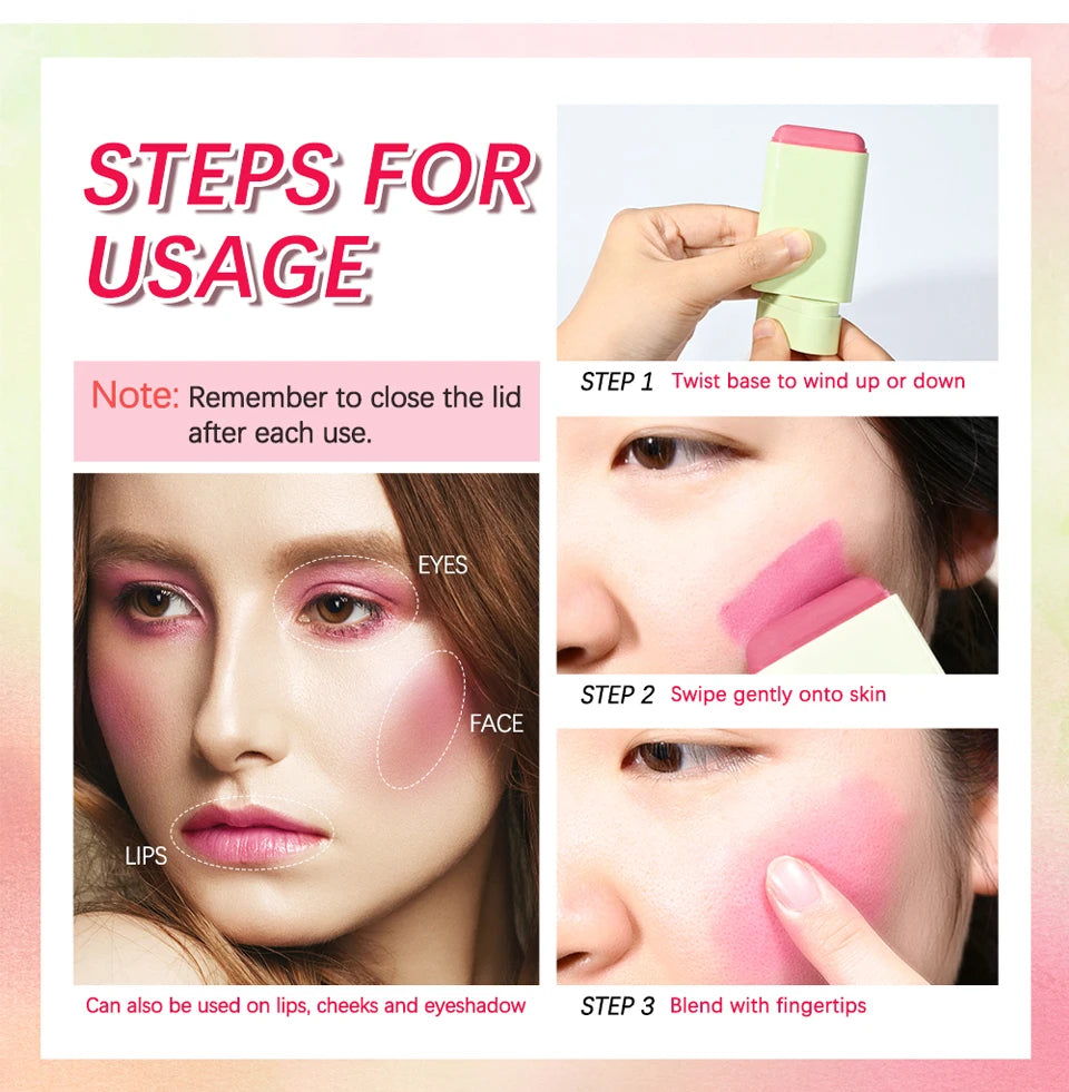 pixiBlush Cosmetic Blush Makeup Products Make Up Blusher Cosmetics Pink Blush in Bar Korean Palette Long lasting Matte Stick