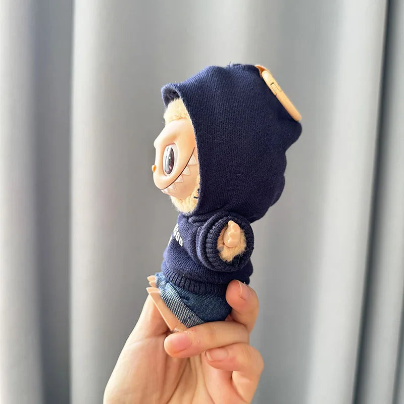 Labubu 17cm Clothes II Idol Dolls Sitting Party The Monster Outfit Accessories Clothing DIY Kids Gift Hoodie And Jeans EM03A