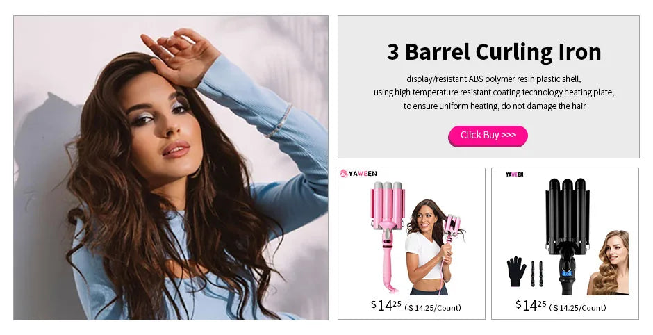 5 in 1 Curling Iron 3 Barrel Hair Crimper Hair Waver Curling Iron with Fast Heating Up Crimper Wand Curler for All Hair Types