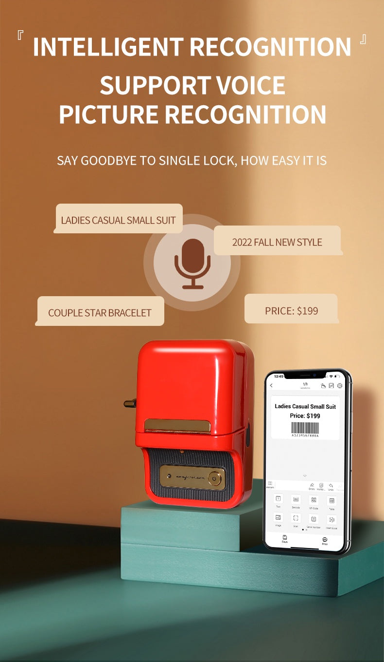 NIIMBOT B21 Label Printer Portable Wir-eless Bluetooth Thermal Label Maker Sticker Printer Color Clear label paper with printer