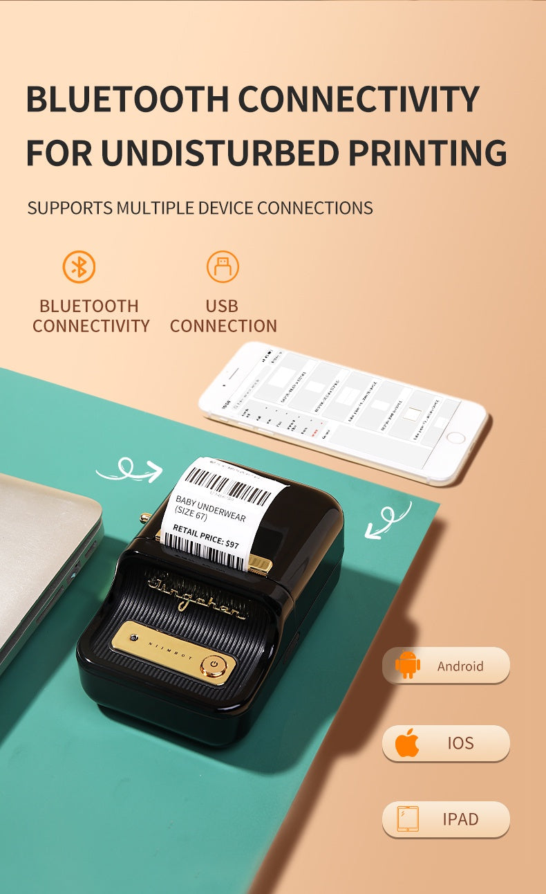 NIIMBOT B21 Label Printer Portable Wir-eless Bluetooth Thermal Label Maker Sticker Printer Color Clear label paper with printer