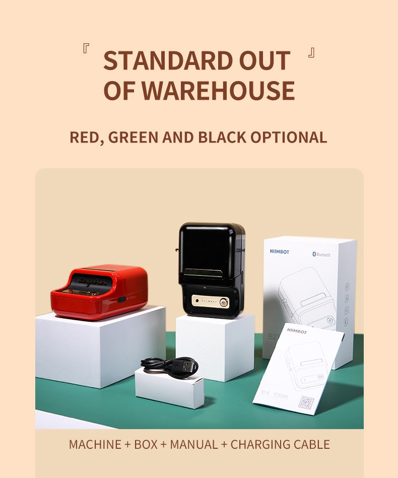 NIIMBOT B21 Label Printer Portable Wir-eless Bluetooth Thermal Label Maker Sticker Printer Color Clear label paper with printer