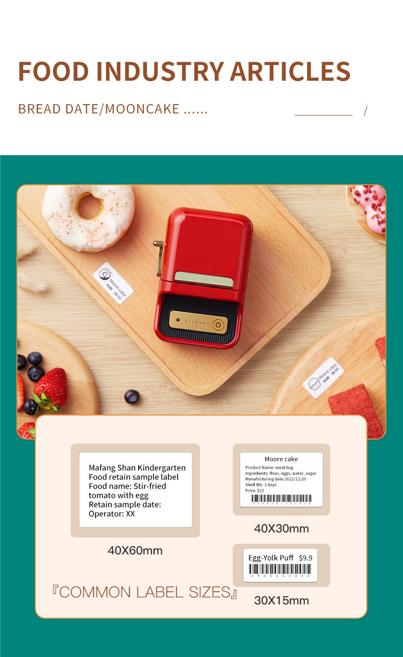 NIIMBOT B21 Label Printer Portable Wir-eless Bluetooth Thermal Label Maker Sticker Printer Color Clear label paper with printer